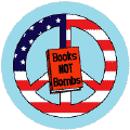 Books Not Bombs American Flag 3--SAYINGS-SLOGANS PEACE SIGN KEY CHAIN