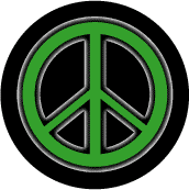 Neon Glow Green PEACE SIGN with Black Border Black Background--POSTER