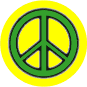 Neon Glow Green PEACE SIGN with Black Border Yellow Background--MAGNET