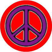 Neon Glow Purple PEACE SIGN with Black Border Red Background--POSTER