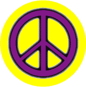 Neon Glow Purple PEACE SIGN with Black Border Yellow Background--MAGNET