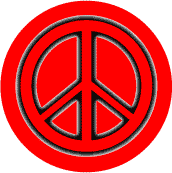 Neon Glow Red PEACE SIGN with Black Border Red Background--POSTER