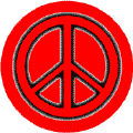 Neon Glow Red PEACE SIGN with Black Border Red Background--BUTTON