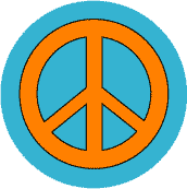 Orange PEACE SIGN on Blue Background--KEY CHAIN