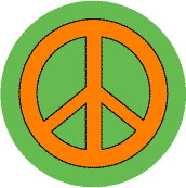 Orange PEACE SIGN on Green Background--KEY CHAIN