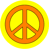 Orange PEACE SIGN on Yellow Background--BUTTON