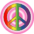 Rainbow PEACE SIGN with Pink Rings Background--STICKERS