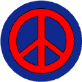 Red PEACE SIGN on Blue Background--KEY CHAIN