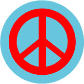 Red PEACE SIGN on Light Blue Background--STICKERS