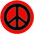 Warm Fuzzy Black PEACE SIGN on Red Background--KEY CHAIN