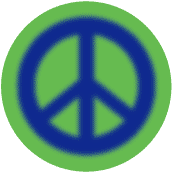 Warm Fuzzy Blue PEACE SIGN on Green Background--KEY CHAIN