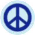 Warm Fuzzy Blue PEACE SIGN on Light Blue Background--BUTTON