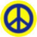 Warm Fuzzy Blue PEACE SIGN on Yellow Background--BUTTON