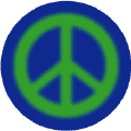 Warm Fuzzy Green PEACE SIGN on Blue Background--BUTTON