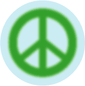 Warm Fuzzy Green PEACE SIGN on Light Blue Background--KEY CHAIN