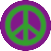 Warm Fuzzy Green PEACE SIGN on Purple Background--MAGNET