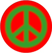 Warm Fuzzy Green PEACE SIGN on Red Background--MAGNET