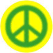 Warm Fuzzy Green PEACE SIGN on Yellow Background--KEY CHAIN