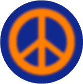 Warm Fuzzy Orange PEACE SIGN on Blue Background--KEY CHAIN