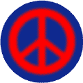 Warm Fuzzy Red PEACE SIGN on Blue Background--BUTTON