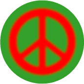 Warm Fuzzy Red PEACE SIGN on Green Background--MAGNET