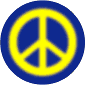 Warm Fuzzy Yellow PEACE SIGN on Blue Background--STICKERS