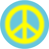 Warm Fuzzy Yellow PEACE SIGN on Light Blue Background--POSTER