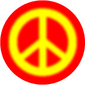 Warm Fuzzy Yellow PEACE SIGN on Red Background--POSTER