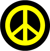 Yellow PEACE SIGN on Black Background--MAGNET