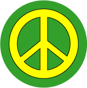 Yellow PEACE SIGN on Green Background--KEY CHAIN