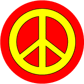 Yellow PEACE SIGN on Red Background--STICKERS