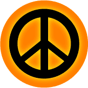 Glow Black PEACE SIGN on Orange--BUTTON