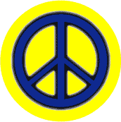 Glow Dark Blue PEACE SIGN Black Border on Yellow Background--KEY CHAIN