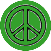 Glow Dark Green PEACE SIGN Black Border on Green Background--KEY CHAIN