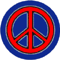 Glow Dark Red PEACE SIGN Black Border on Blue Background--STICKERS