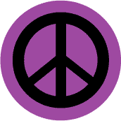 Black PEACE SIGN on Purple Background--MAGNET