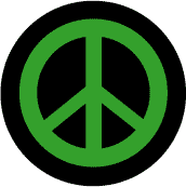 Green PEACE SIGN on Black Background--MAGNET