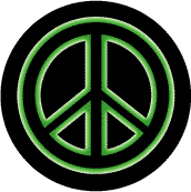 Neon Glow Black PEACE SIGN with Green Border Black Background--POSTER