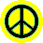 Neon Glow Black PEACE SIGN with Green Border Yellow Background--POSTER