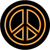 Neon Glow Black PEACE SIGN with Orange Border Black Background--KEY CHAIN