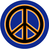 Neon Glow Black PEACE SIGN with Orange Border Blue Background--MAGNET