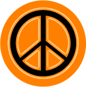 Neon Glow Black PEACE SIGN with Orange Border Orange Background--BUTTON