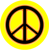 Neon Glow Black PEACE SIGN with Orange Border Yellow Background--BUTTON