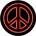 Neon Glow Black PEACE SIGN with Red Border Black Background--BUTTON