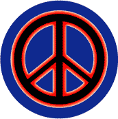 Neon Glow Black PEACE SIGN with Red Border Blue Background--MAGNET