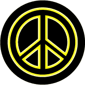 Neon Glow Black PEACE SIGN with Yellow Border Black Background--MAGNET