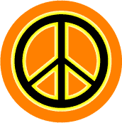 Neon Glow Black PEACE SIGN with Yellow Border Orange Background--MAGNET