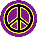 Neon Glow Black PEACE SIGN with Yellow Border Purple Background--STICKERS