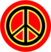 Neon Glow Black PEACE SIGN with Yellow Border Red Background--POSTER