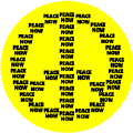 WORDS Peace Now Black Yellow--WORD PICTURE PEACE SIGN BUTTON